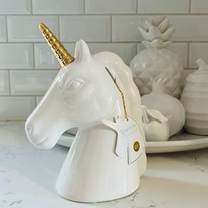 Hazel & Co. White Unicorn Coin Bank